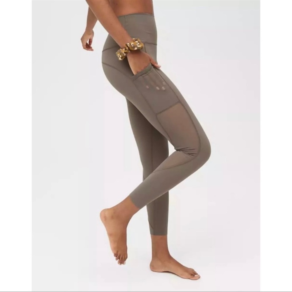 Aerie Offline Goals High Waisted Pocket Dark Green Full Length Leggings